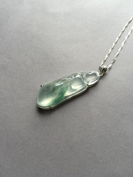 翡翠玻璃种飘花无相佛18k白金镶嵌 商品图3