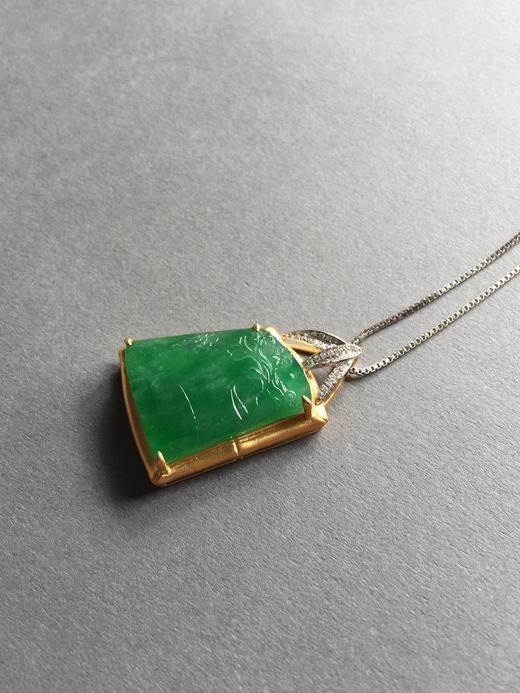 18k黄金钻石镶嵌翡翠冰种阳绿节节高 商品图3