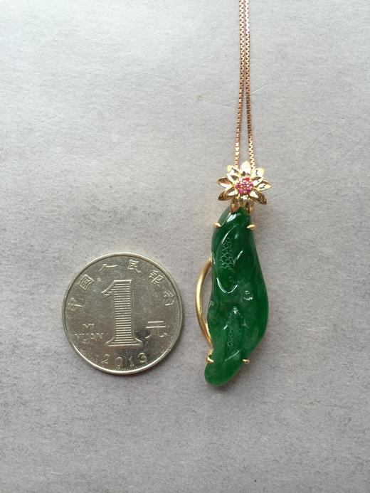 翡翠冰种满绿连年有余18k玫瑰金镶嵌 商品图2