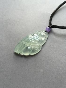 高冰种雪花棉翡翠英明神武鹦鹉