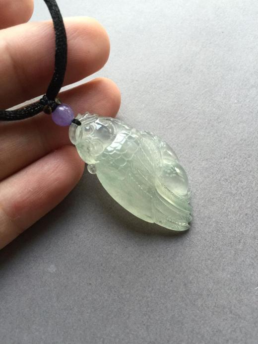 高冰种雪花棉翡翠英明神武鹦鹉 商品图2