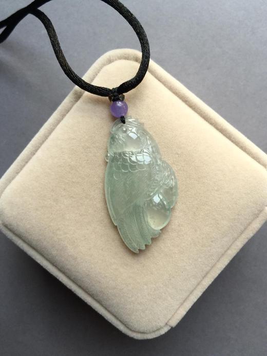 高冰种雪花棉翡翠英明神武鹦鹉 商品图4