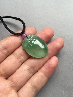 翡翠高冰种晴水飘阳绿仙桃