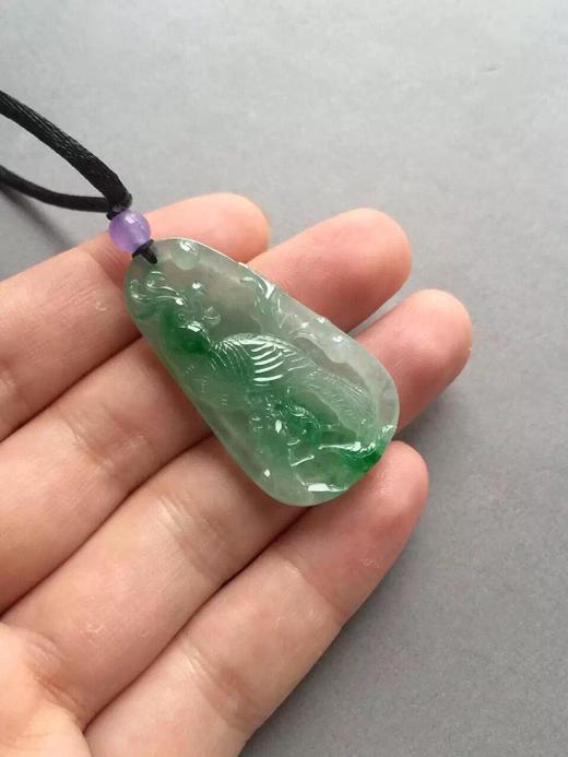 冰种飘阳绿翡翠吉祥如意英明神武雕牌 商品图1