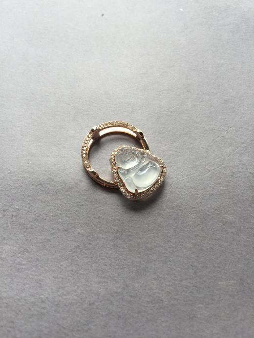 翡翠玻璃种弥勒佛戒指吊坠两用款18k玫瑰金钻石镶嵌 商品图2