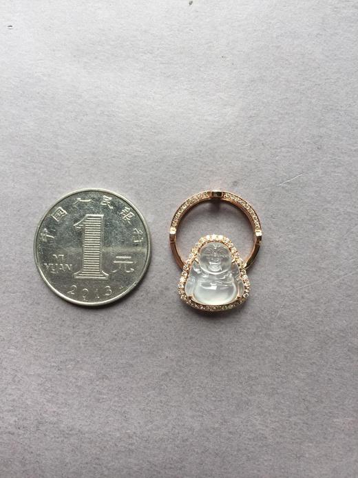 翡翠玻璃种弥勒佛戒指吊坠两用款18k玫瑰金钻石镶嵌 商品图3