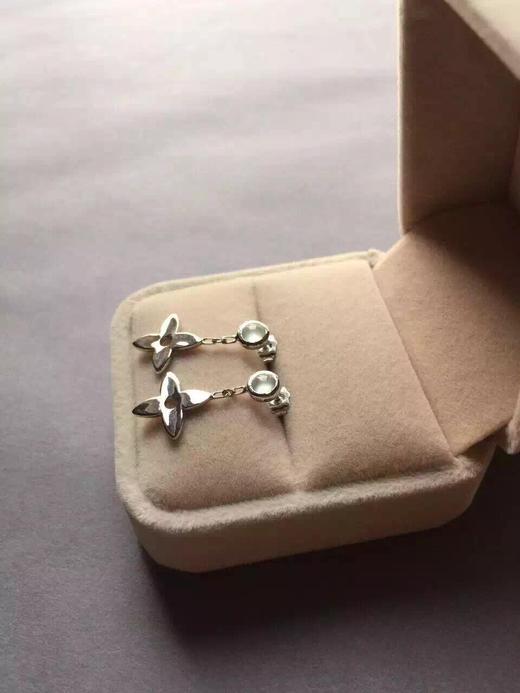 翡翠玻璃种蛋面耳坠18k白金镶嵌 商品图2