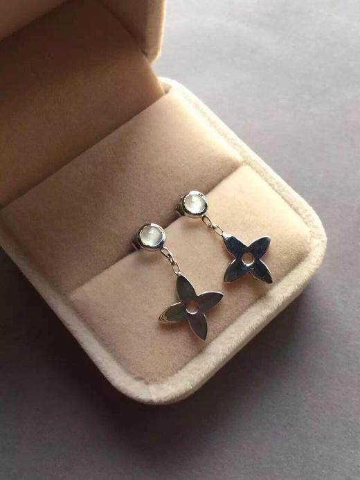 翡翠玻璃种蛋面耳坠18k白金镶嵌 商品图4