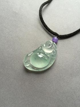 翡翠玻璃种飘花逍遥佛