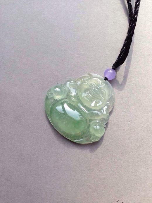 翡翠冰种晴水雪花棉绿肚子弥勒佛 商品图0