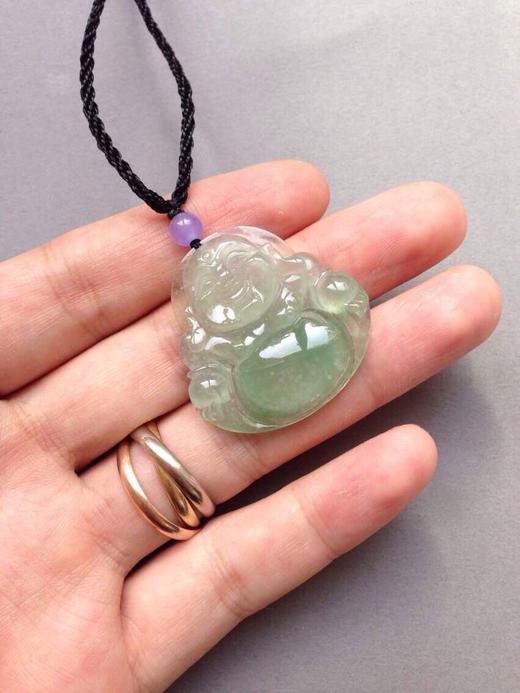翡翠冰种晴水雪花棉绿肚子弥勒佛 商品图1