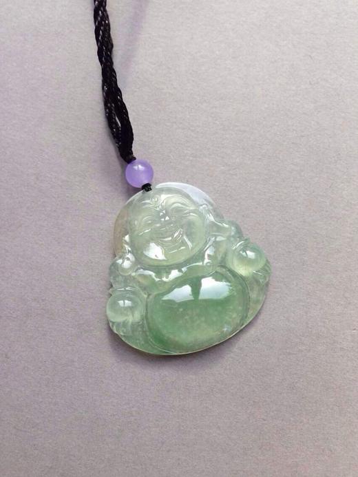 翡翠冰种晴水雪花棉绿肚子弥勒佛 商品图3