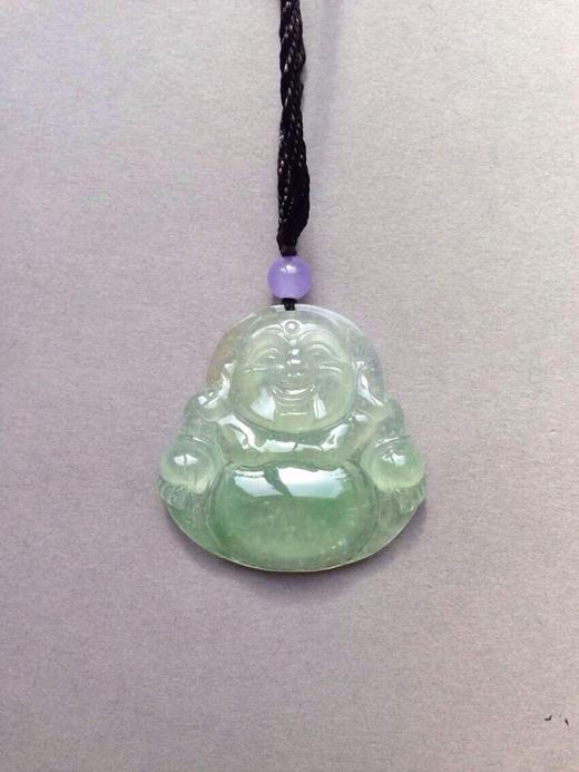 翡翠冰种晴水雪花棉绿肚子弥勒佛 商品图4