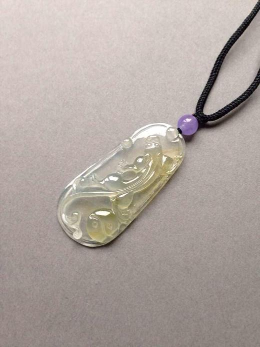 翡翠高冰近玻璃种黄翡俏色螭龙挂牌 商品图0