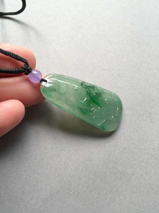 冰种阳绿翡翠俏色喜鹊牌 商品图1