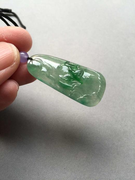 冰种阳绿翡翠俏色喜鹊牌 商品图2