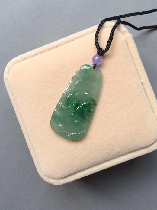 冰种阳绿翡翠俏色喜鹊牌 商品图4