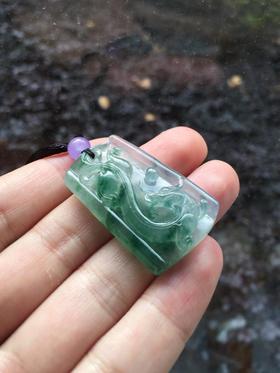 翡翠高冰种飘花龙牌