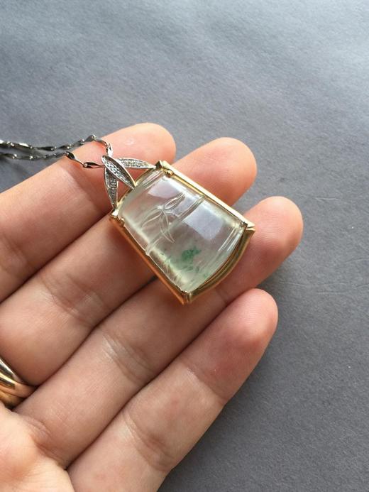 玻璃种翡翠飘花节节高18k黄金白金钻石镶嵌 商品图0