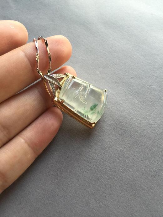 玻璃种翡翠飘花节节高18k黄金白金钻石镶嵌 商品图1