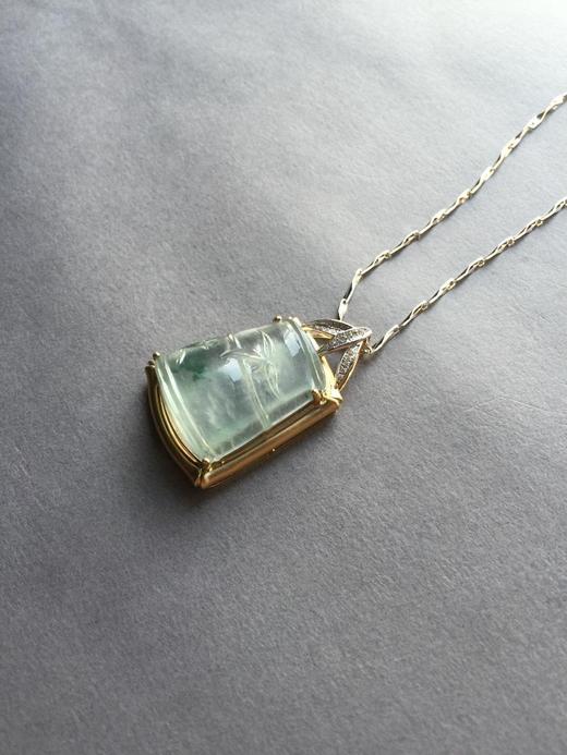 玻璃种翡翠飘花节节高18k黄金白金钻石镶嵌 商品图3