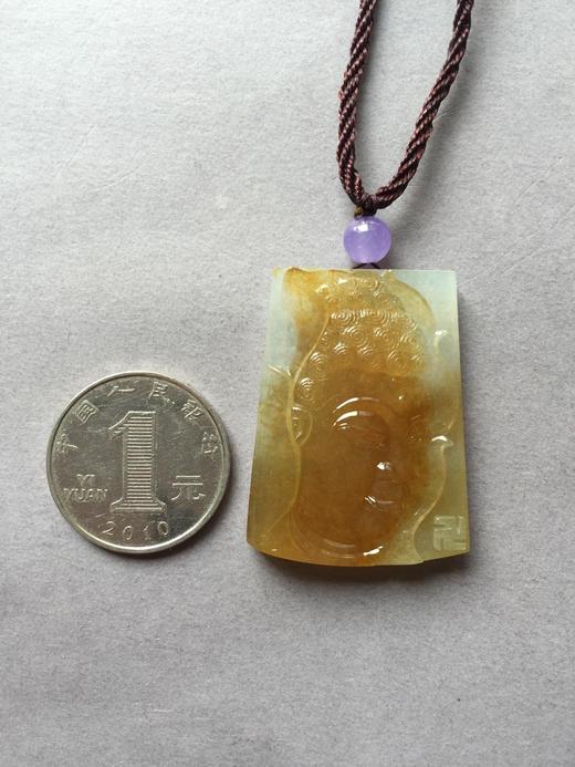 翡翠释迦牟尼，冰种黄翡俏色雕刻 商品图3