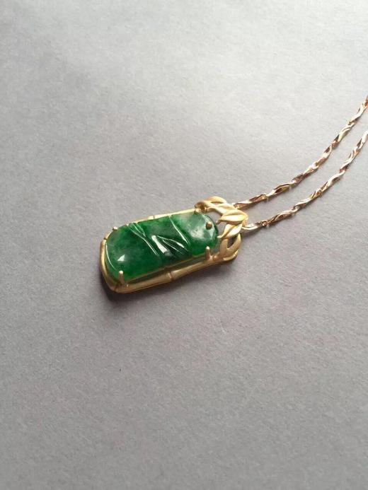冰种阳绿翡翠节节高18k黄金镶嵌 商品图0