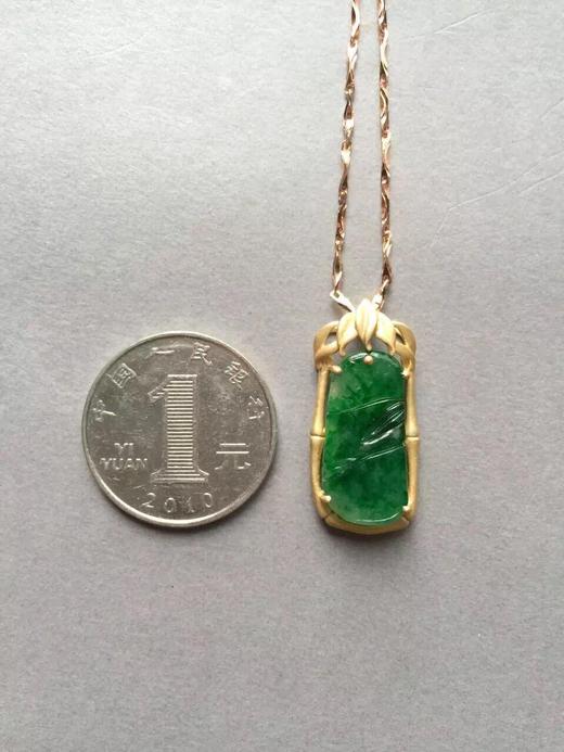 冰种阳绿翡翠节节高18k黄金镶嵌 商品图3