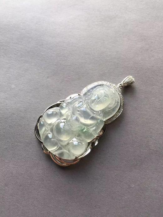 玻璃种翡翠观音18k白金钻石镶嵌 商品图0