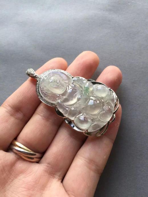 玻璃种翡翠观音18k白金钻石镶嵌 商品图1