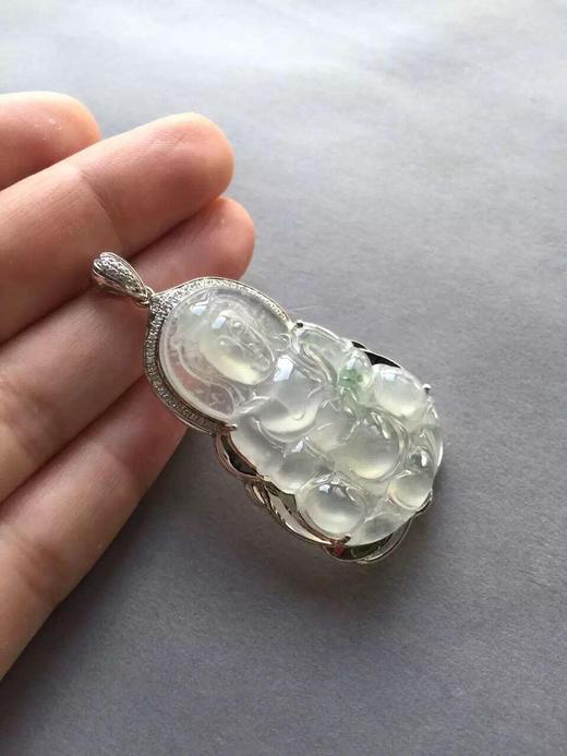 玻璃种翡翠观音18k白金钻石镶嵌 商品图2