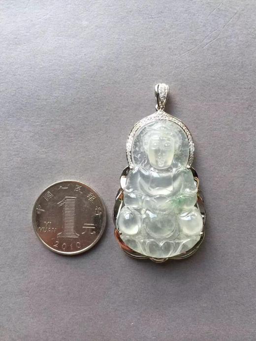 玻璃种翡翠观音18k白金钻石镶嵌 商品图3