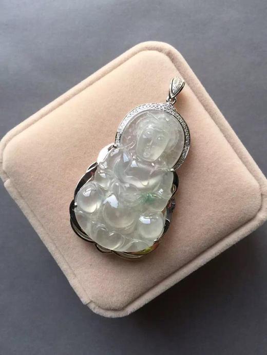 玻璃种翡翠观音18k白金钻石镶嵌 商品图4