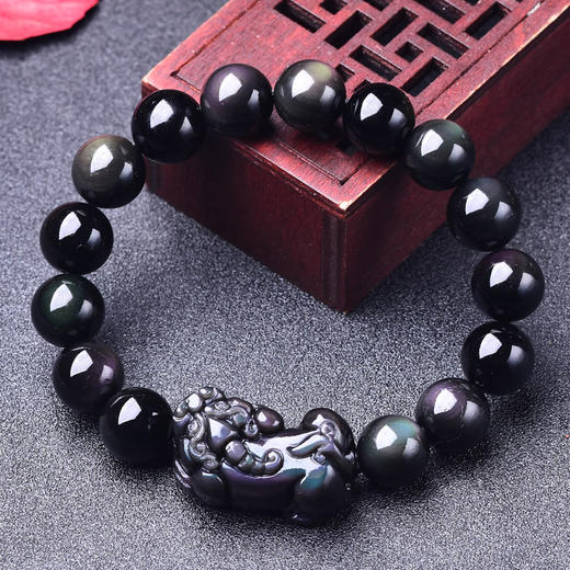 纳福黑曜石貔貅男女手链 商品图1
