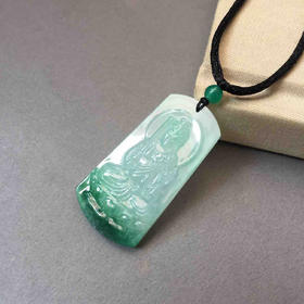 翡翠糯种飘绿不动尊菩萨牌