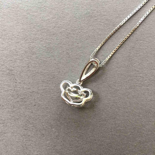 18k白金钻石红宝石镶嵌翡翠冰种阳绿心，如意吊坠 商品图3