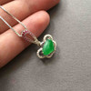18k白金钻石红宝石镶嵌翡翠冰种阳绿心，如意吊坠 商品缩略图5