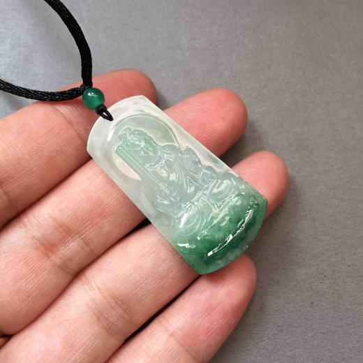 翡翠糯种飘绿不动尊菩萨牌 商品图4