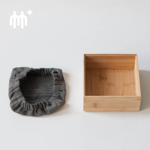 竹+ 竹制布艺纸巾盒 面巾纸餐巾纸抽纸盒 桌面收纳摆件 商品图3