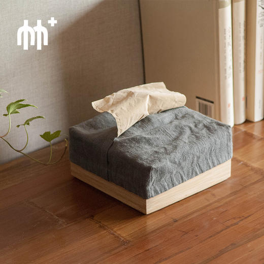 竹+ 竹制布艺纸巾盒 面巾纸餐巾纸抽纸盒 桌面收纳摆件 商品图1