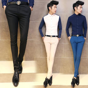 【服饰鞋包】春夏新款男士休闲长裤韩版西裤小脚裤子潮男纯色紧身休闲裤