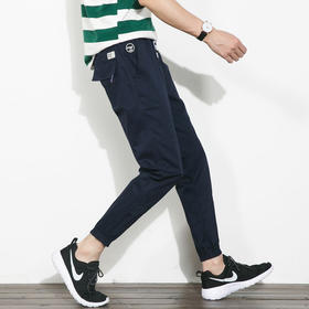 【男士休闲裤】。。夏季薄潮流日系裤子男士裤纯棉小脚裤休闲裤束脚裤九分裤学生布裤