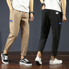 【服饰鞋包】男士纯棉休闲裤大码裤子夏季修身小脚裤日系潮牌青年哈伦裤男
