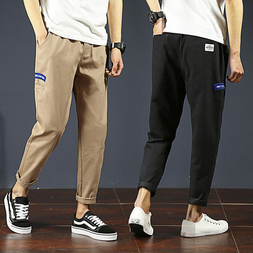 【服饰鞋包】男士纯棉休闲裤大码裤子夏季修身小脚裤日系潮牌青年哈伦裤男 商品图0