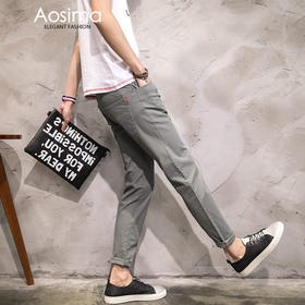 【服饰鞋包】春夏季日系男士简约纯色小脚休闲裤子修身男士薄款九分裤潮款