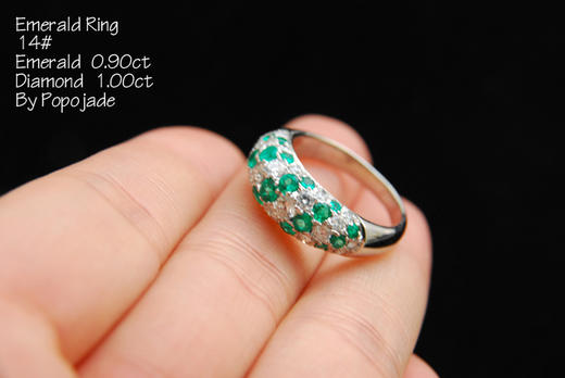 pt900铂金祖母绿满钻戒指 商品图4