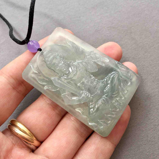 翡翠冰种飘花不动尊菩萨牌 商品图5