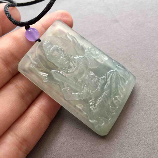 翡翠冰种飘花不动尊菩萨牌 商品图6