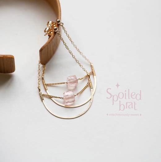 SpoiledBart Jewelry 14K注金 天然粉晶 耳钉 商品图1