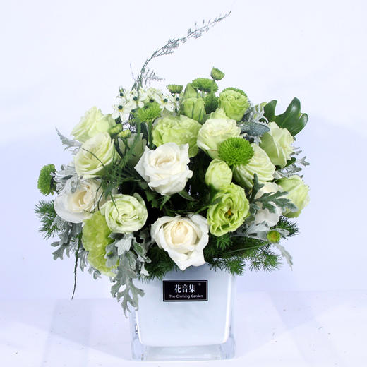 商务&会议用方杯桌花——white&green